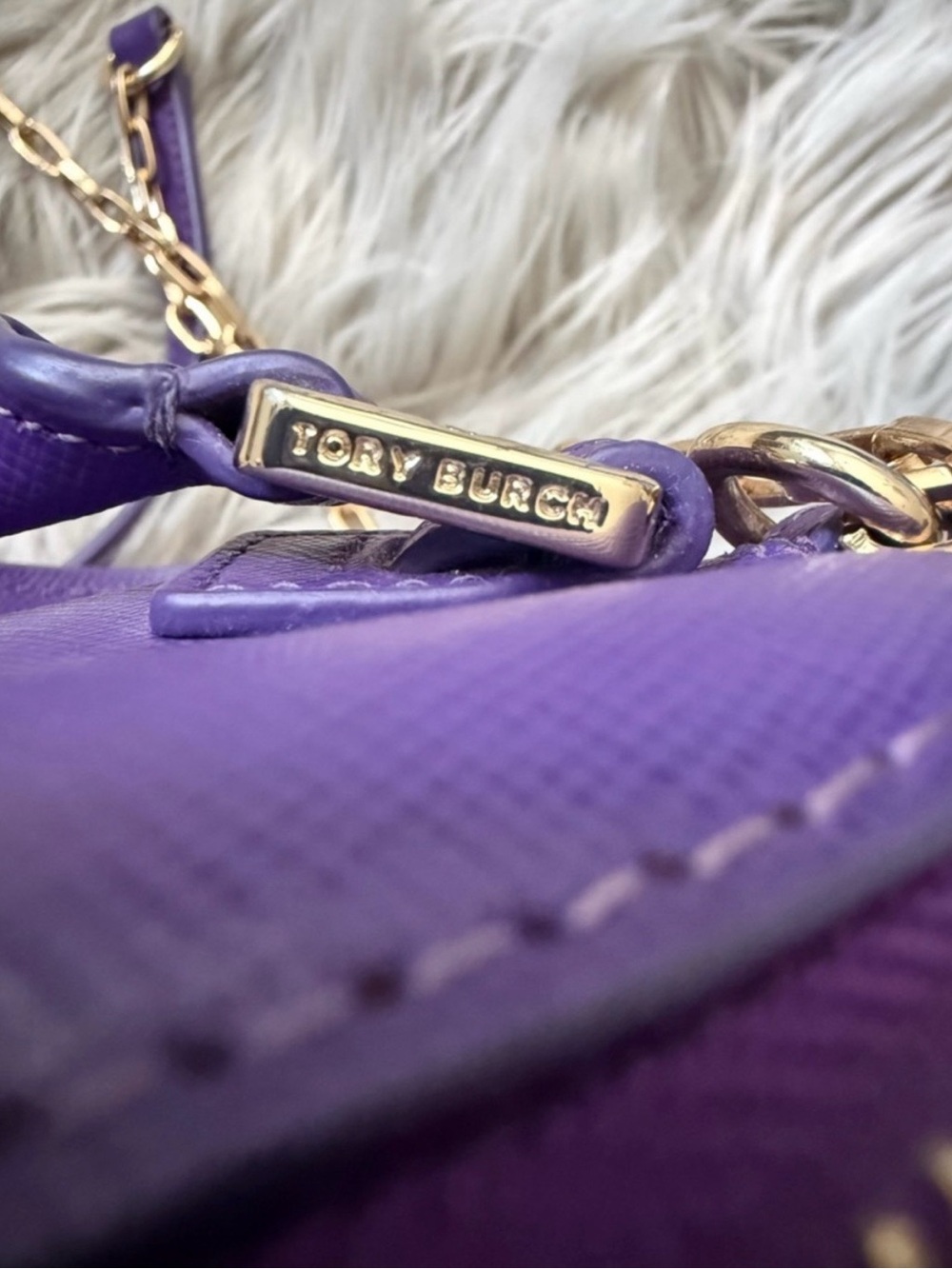 Tory Burch Purple Mini Robinson Dome Satchel Gold toned accents - Picture 8 of 12